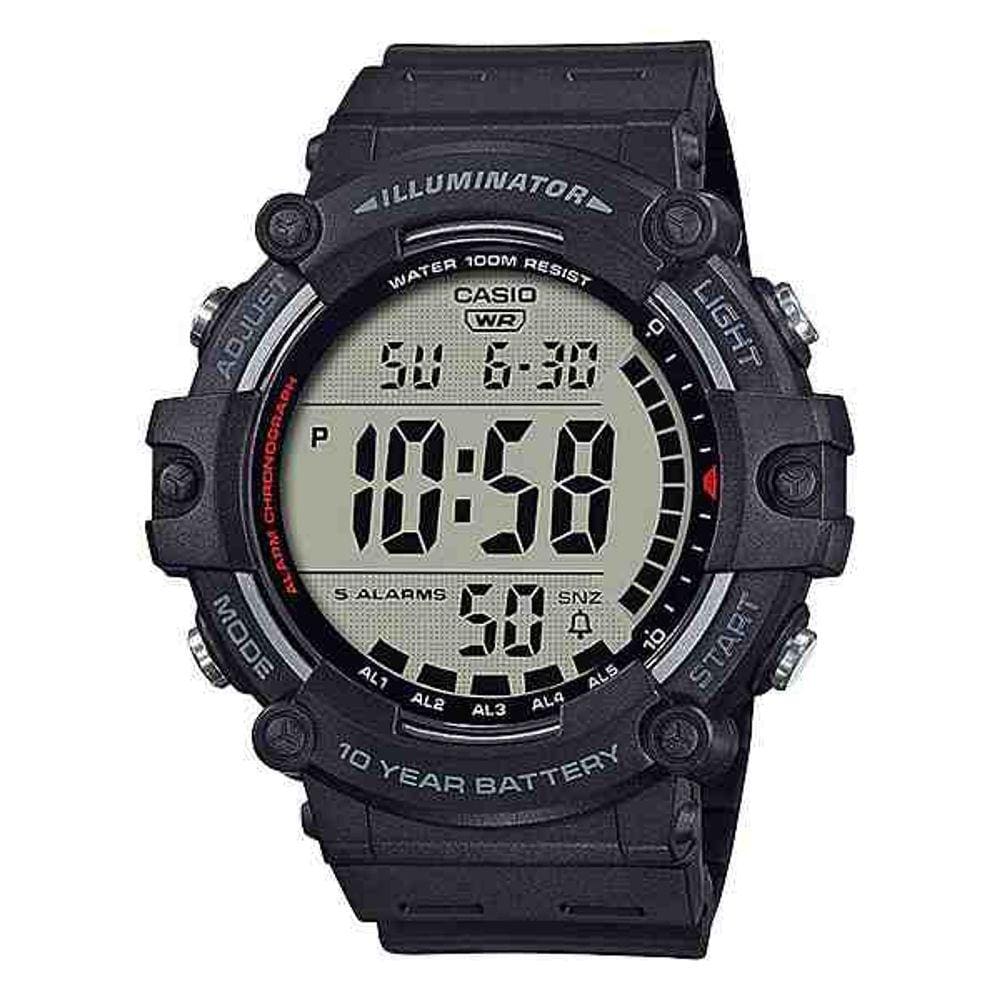 Relogio De Pulso Casio Standard Digital Caixa Resina Preta Visor Claro Pulseira Resina Preta Modelo Ae-1500Wh-1Avdf-Sc