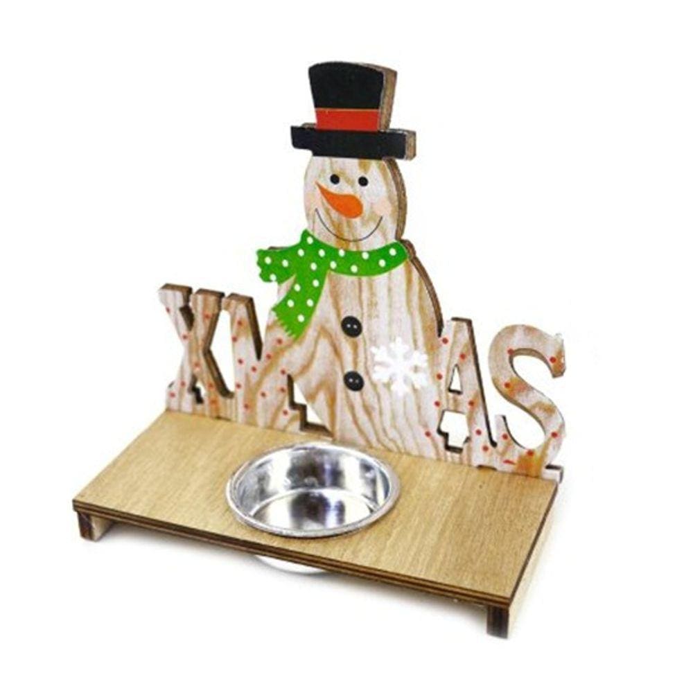 Castiçal de Natal com Vela Led Boneco de Neve Decoração Mesa