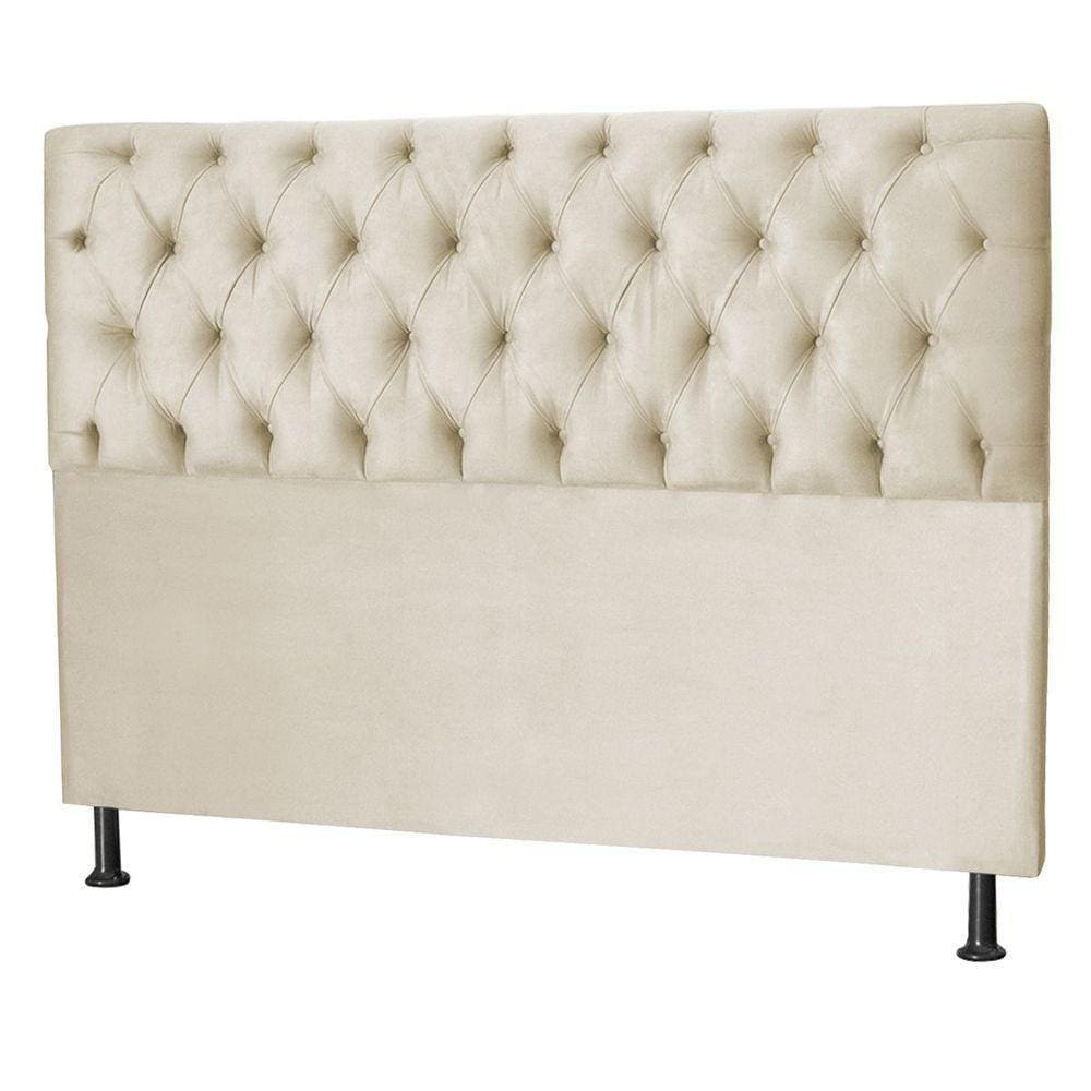 Cabeceira Estofada Viúva 120 Cm Alicia Suede Bege Claro