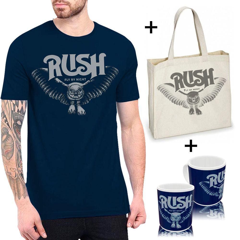 Camiseta camisa Banda Rush, rock clássico + sacola ecobag + caneca