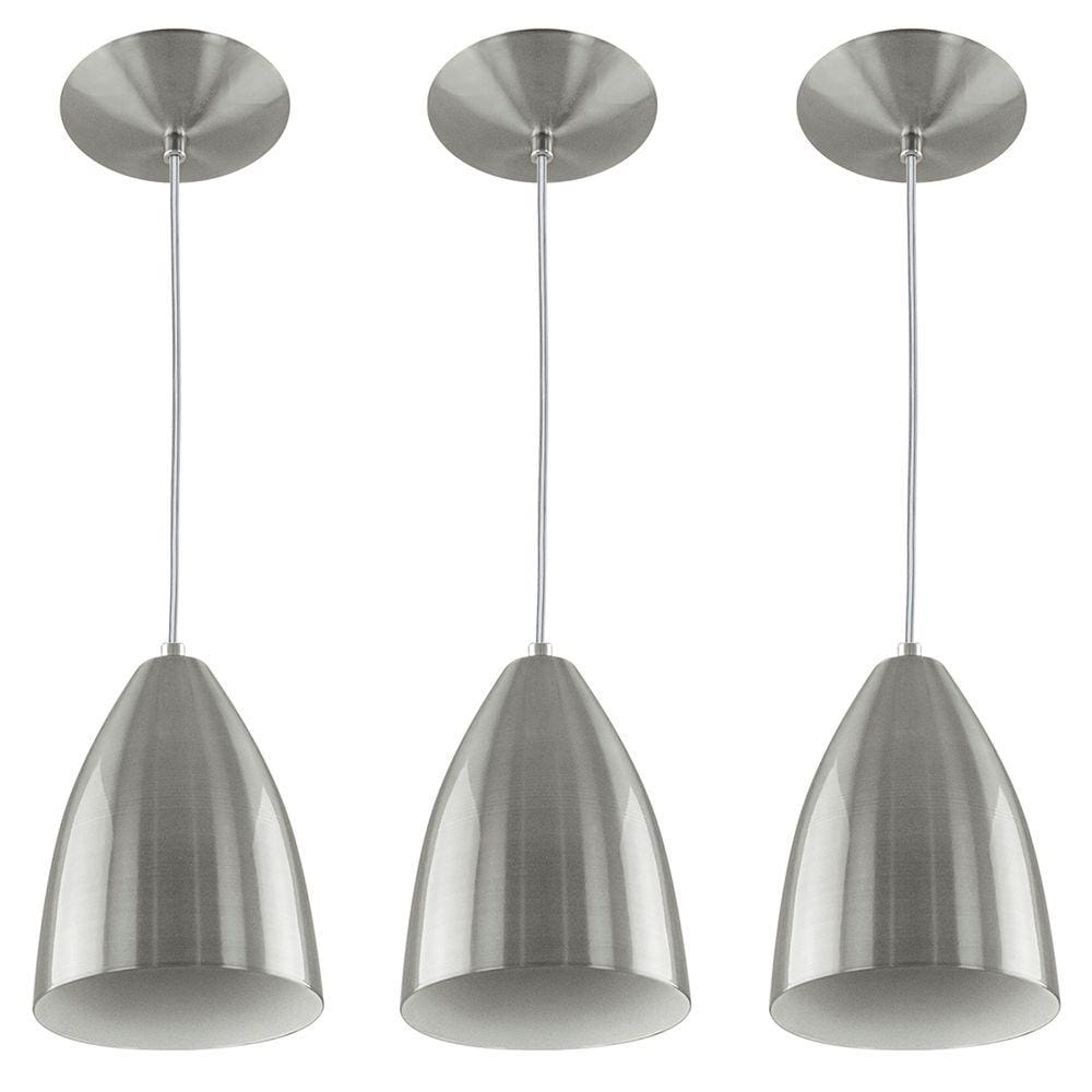Kit 3 Pendentes Vegas Premium Gourmet em Aluminio Escovado