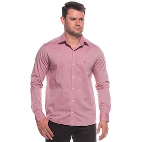 Camisa Social Manga Longa Masculino Algodão Lisa Clássica