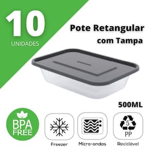 Conjunto De Potinhos Para Marmita Comida Fit Salada 500Ml