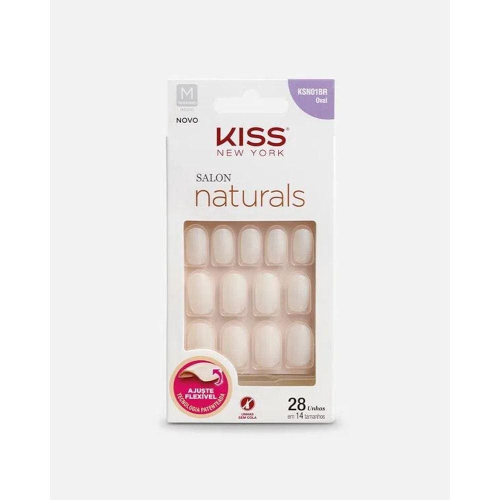 Unhas Postiças Salon Natural Médio Oval Kiss New York