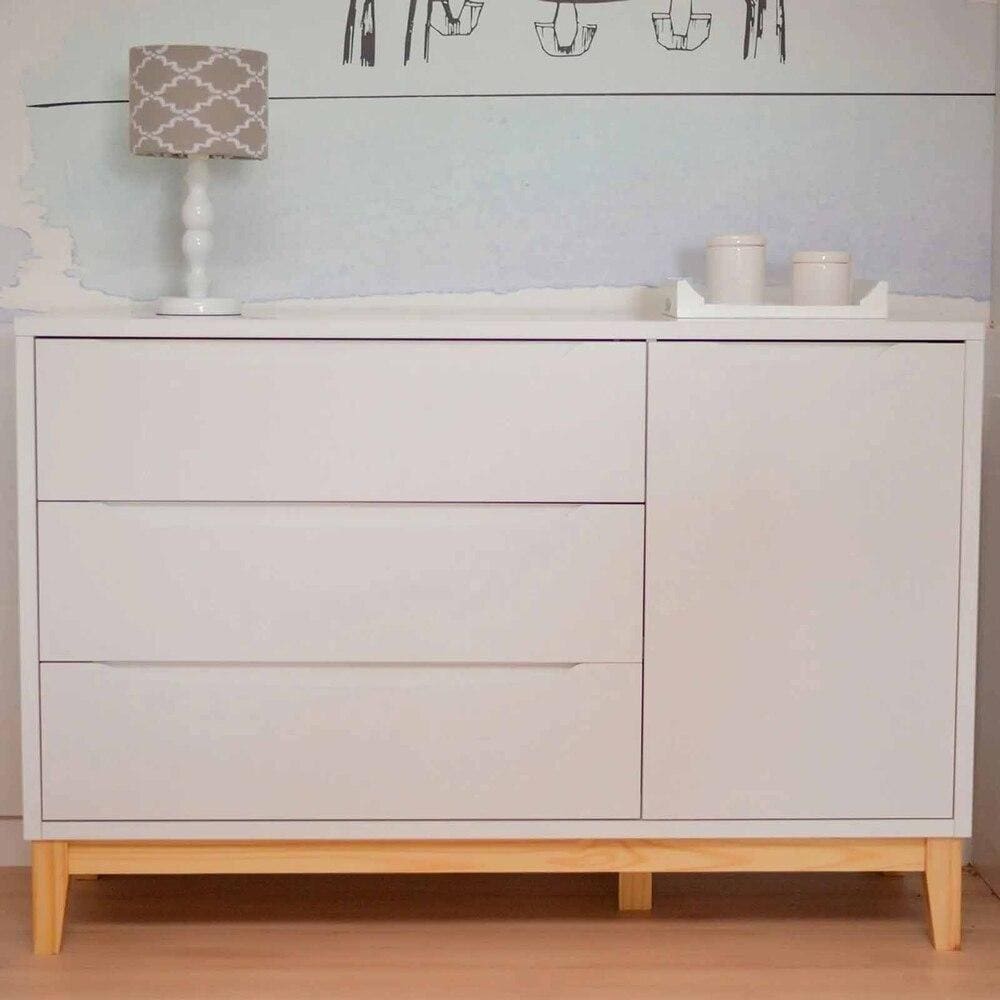 Cômoda Infantil 3 Gavetas 1 Porta Cr40024 Branco Acetinado