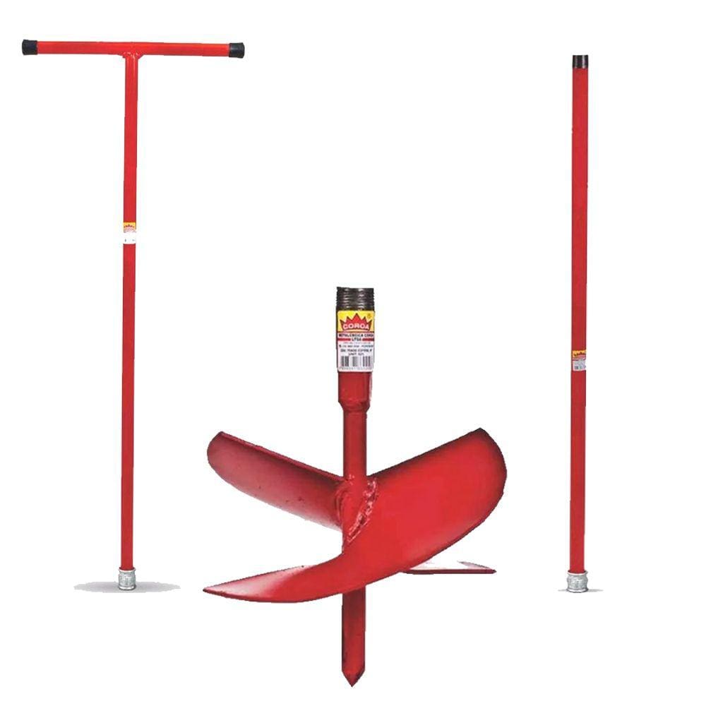 Kit Cavadeira Espiral Broca Trado Perfurar Solo 6 Pol. + Cabo + Extensor Coroa 3/4
