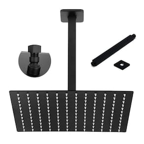 Chuveiro Ducha Preto Fosco 20x20 Inox Suporte Teto Quadrado
