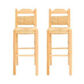 Kit 2 Banquetas com Assento e Encosto de Palha