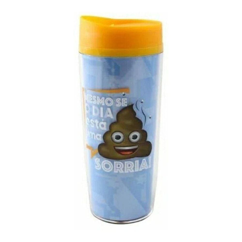 Copo Emoji P/ Viagem C/ Tampa Abertura Beber Plástico 500ml