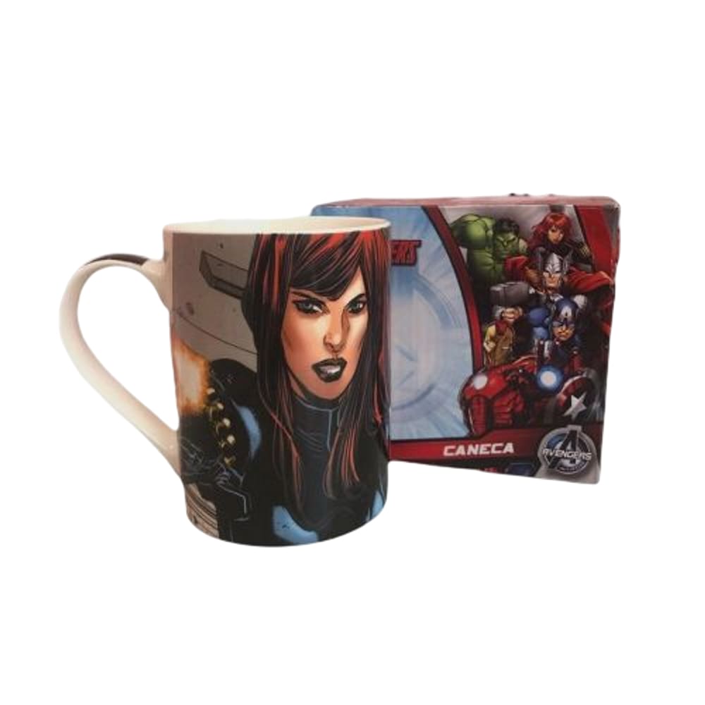 Caneca Viúva Negra Black Avengers Porcelana 460ml C/ Caixa