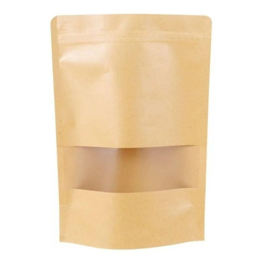 Embalagem Stand Up Pouch Kraft Zip Lock Visor 20x14cm C/50un
