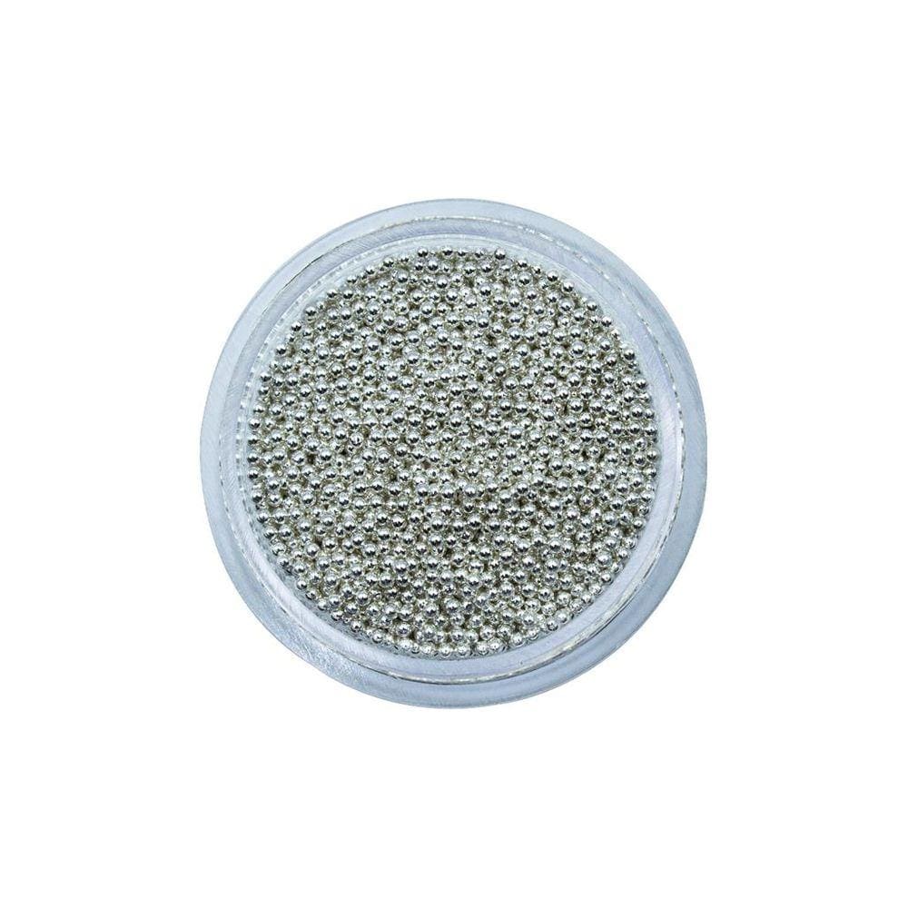Pedraria Caviar de Metal para Decoração de Unhas Prata 1mm 20g