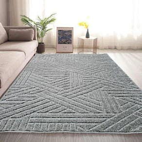 Tapete Sala 200X250 Alto Relevo Realce Trama 51 Cinza Prata