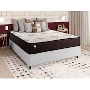 Conjunto Cama Box c/ Molas Ensacadas Allura Marrom Queen 138x188x58
