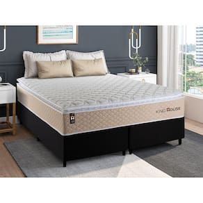 Conjunto Cama Box c/ Molas Ensacadas Alford Bege Queen 158x198x66