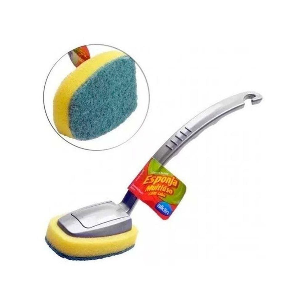Esponja Multiuso Antibactériana Com Cabo + 2 Refil