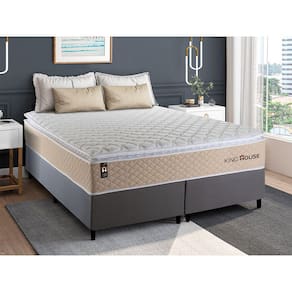 Conjunto Cama Box c/ Molas Ensacadas Alford Bege Queen 158x198x66