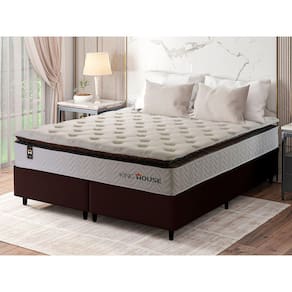 Conjunto Cama Box c/ Molas Ensacadas New York Branco King 193x203x73