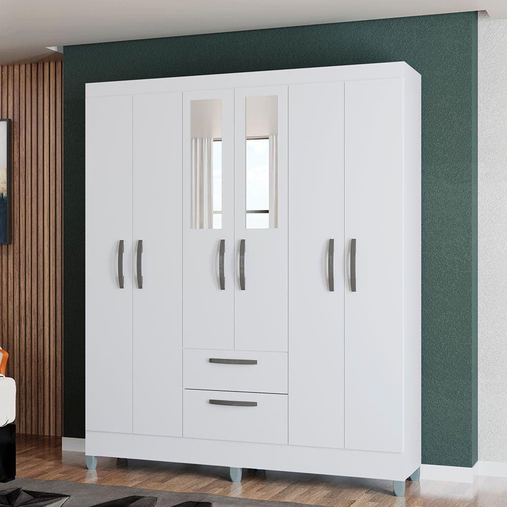Guarda Roupa Casal 6 Portas 2 Gavetas Multi Poquema