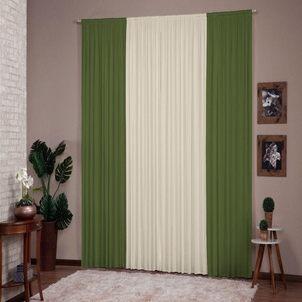 Cortina Para Decoração Sala Quarto 5,00X2,80 Verde Palha