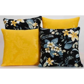 Kit 4 Almofadas Para Sofá Estampa Amarelo Com Preto