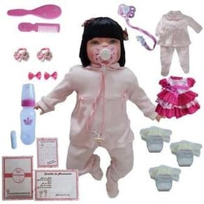 Boneca Bebê Reborn Princesa Larinha Loira Roupa Creme 53cm