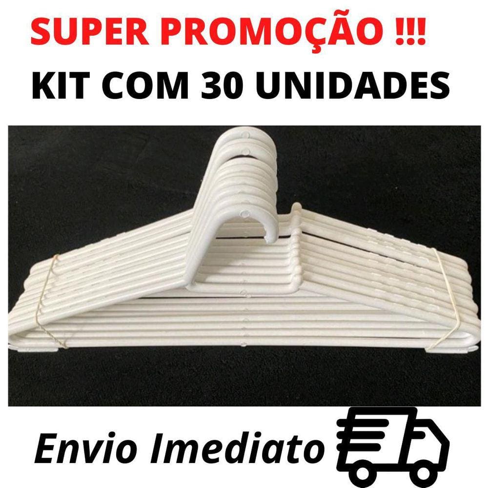 Cabide Adulto Branco Com 30 Unidades