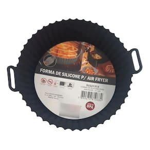 Forma De Silicone Air Fryer Reutilizável Antiaderente Preta