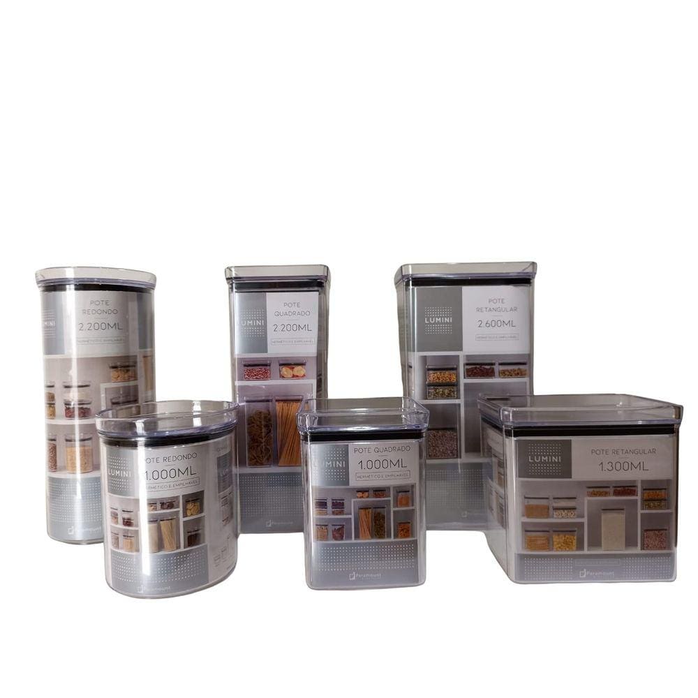 Pote Hermetico Lumini 6Peças-1.000Ml,2.200Ml,1.300Ml,2.600Ml