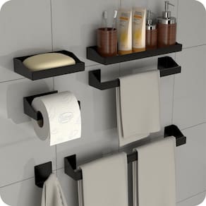 Kit Acessórios Para Banheiro Preto 6 Peças Master Slim DF