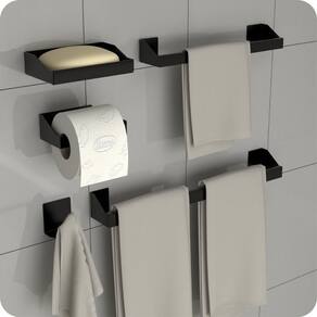 Kit Acessórios Para Banheiro Preto 5 Peças Master Slim DF