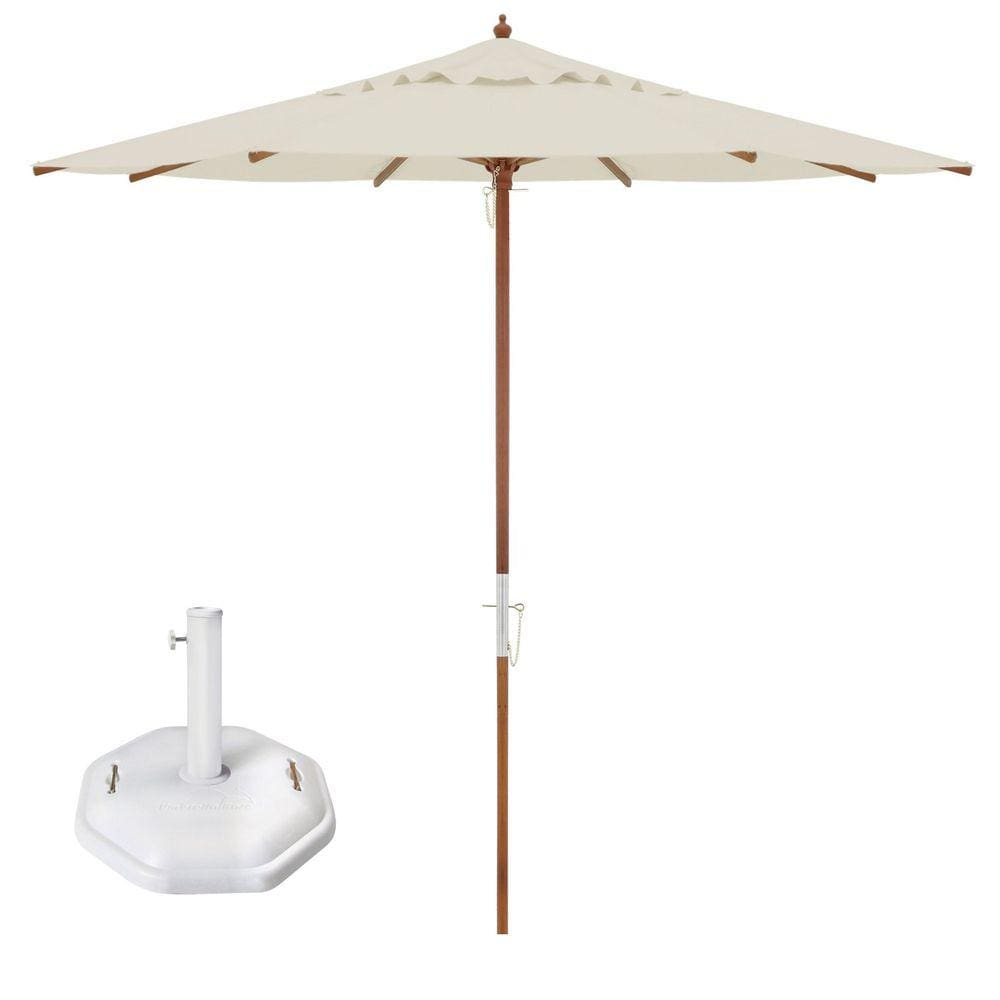 Kit Ombrelone Madeira 3m Poliéster Sombreiro Treviso Jardim Piscina Bege Base Octagonal 30Kg - Belfix