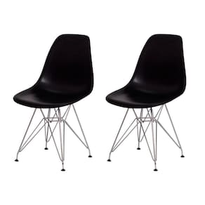 Kit 2 Cadeiras Eiffel Eames Preta Base Cromada Sala Cozinha Jantar