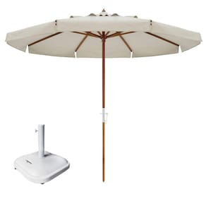Kit Ombrelone Madeira Positano 3m Bagum Sombreiro Jardim Bege Base Quadrada 37Kg - Belfix