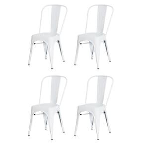 Kit 4 Cadeiras Tolix Iron Design Branca Aço Industrial Sala Cozinha Jantar Bar