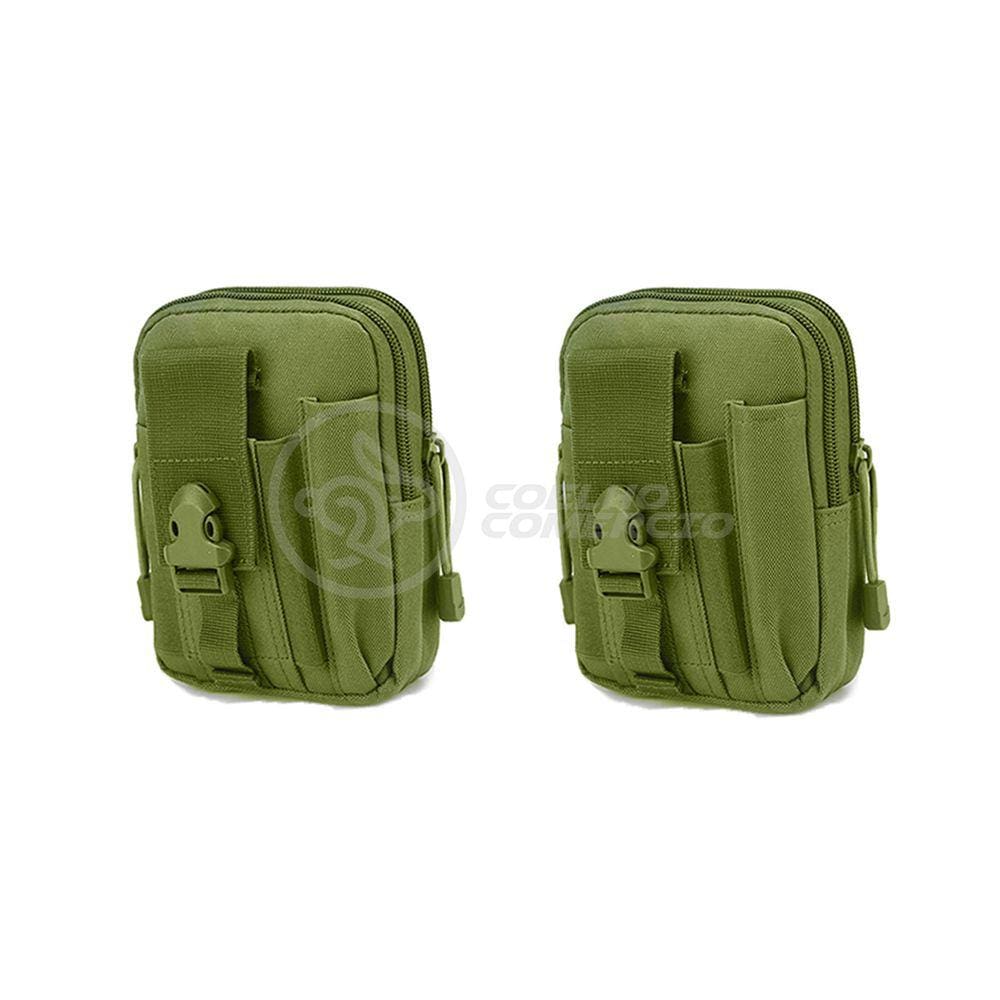 Kit 2 Bolsas Verde Militar Kit Sobrevivência Camping Selva
