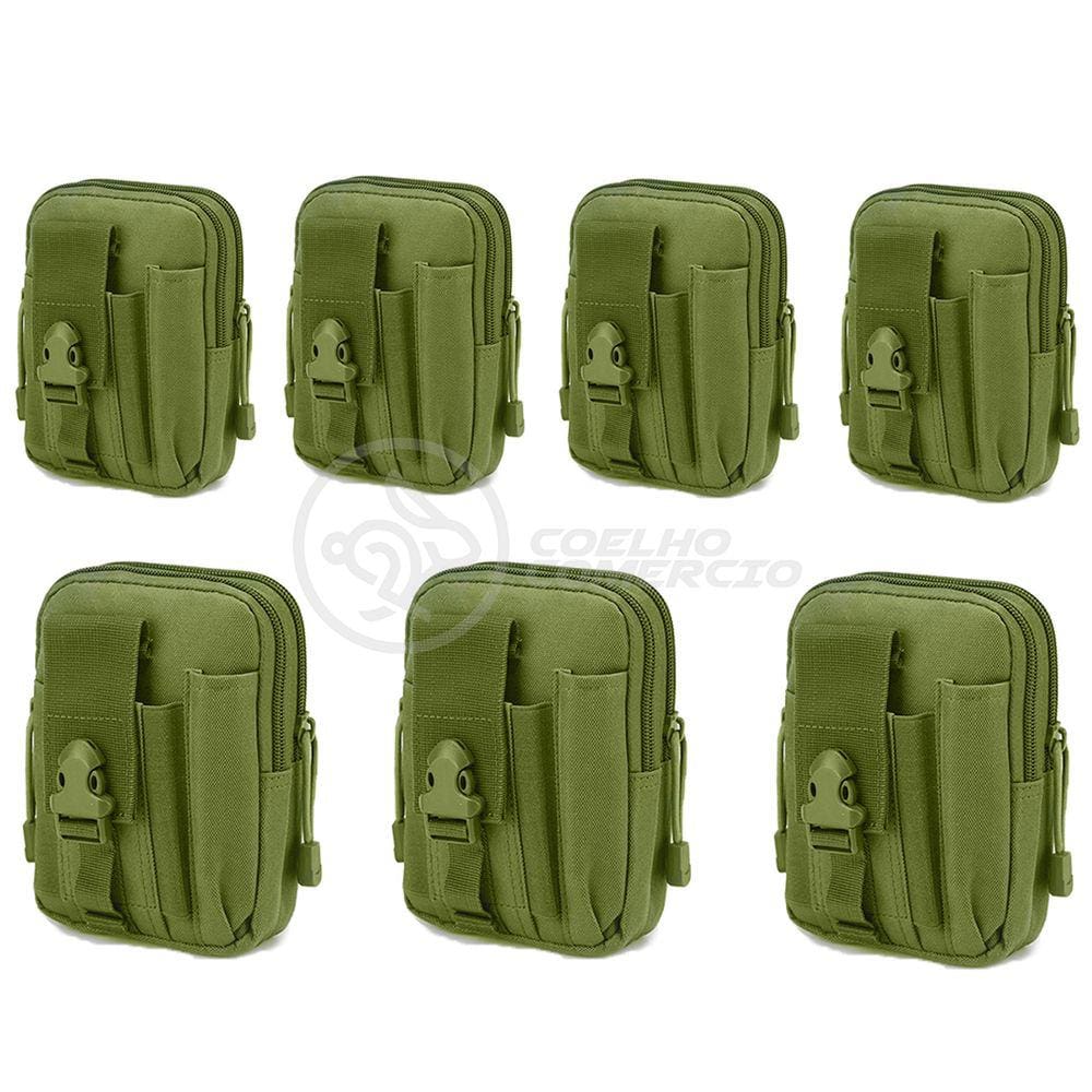 Kit 7 Bolsas Verde Militar Kit Sobrevivência Camping Selva