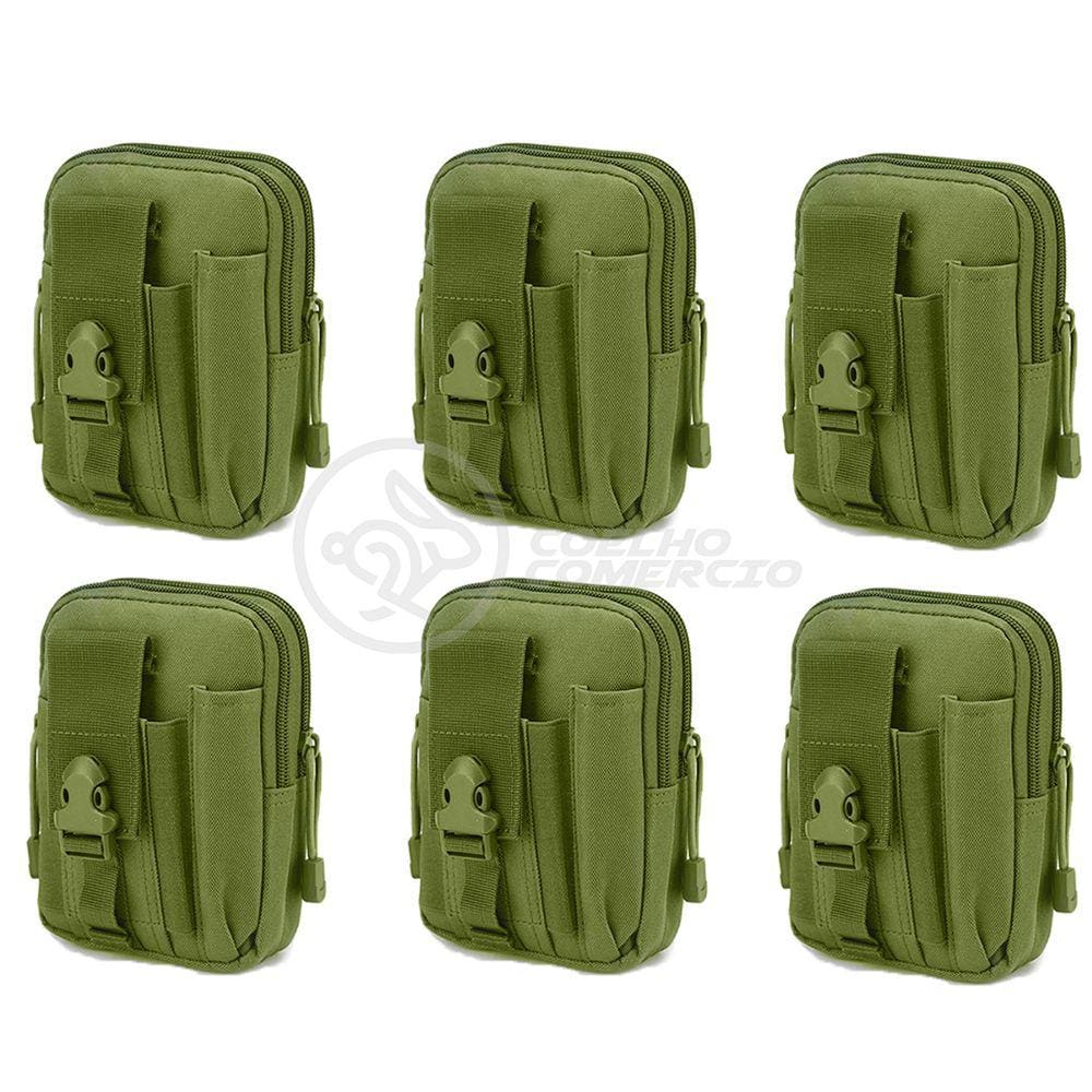 Kit 6 Bolsas Verde Militar Kit Sobrevivência Camping Selva