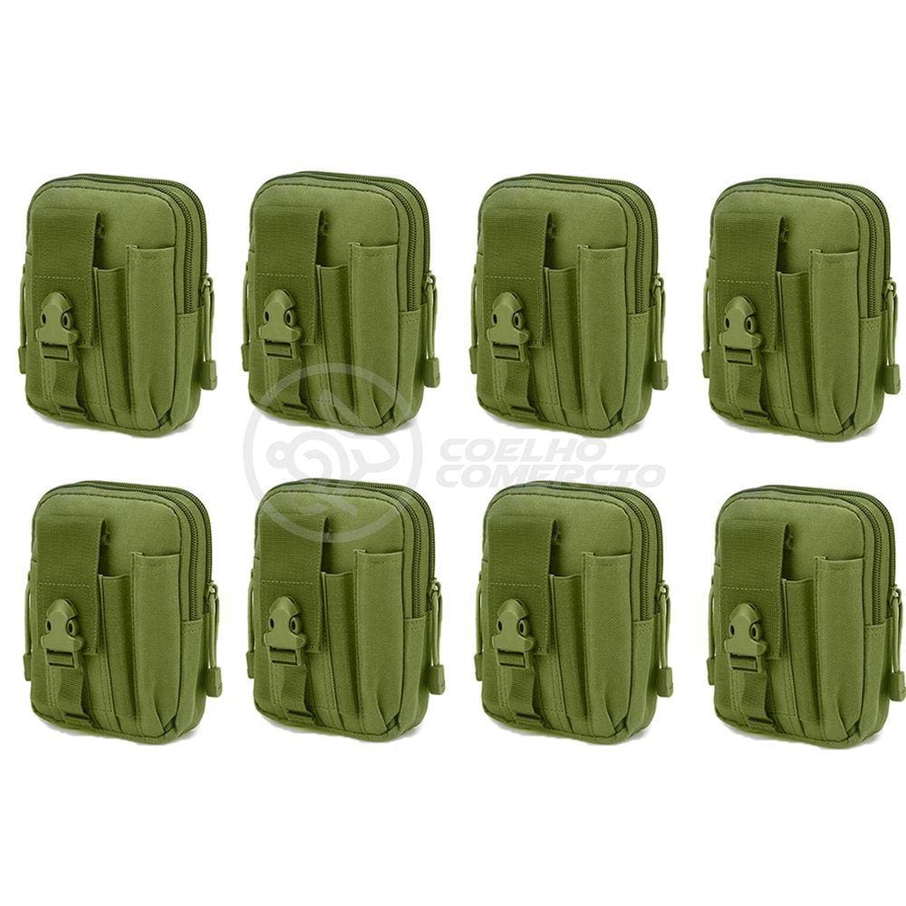 Kit 8 Bolsas Verde Militar Kit Sobrevivência Camping Selva