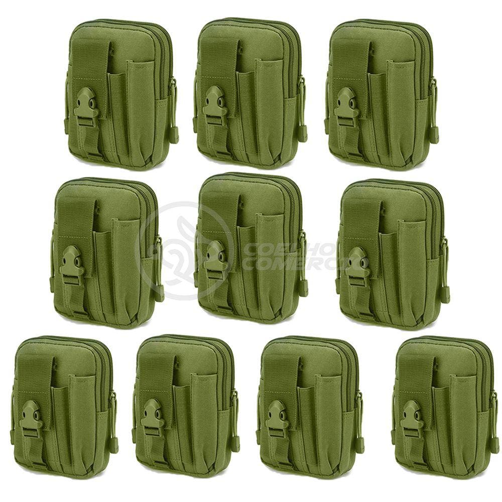 Kit 10 Bolsas Verde Militar Kit Sobrevivência Camping Selva
