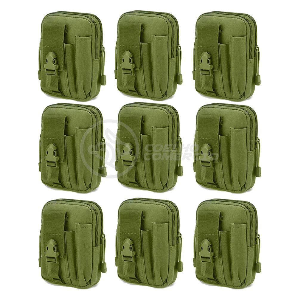 Kit 9 Bolsas Verde Militar Kit Sobrevivência Camping Selva