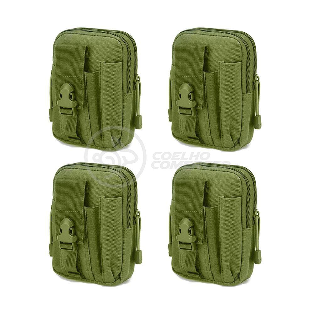 Kit 4 Bolsas Verde Militar Kit Sobrevivência Camping Selva