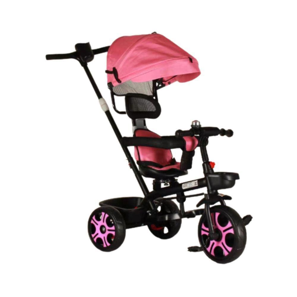 Triciclo Infantil com Capota Haste Empurrador com Pedal Motoca 2