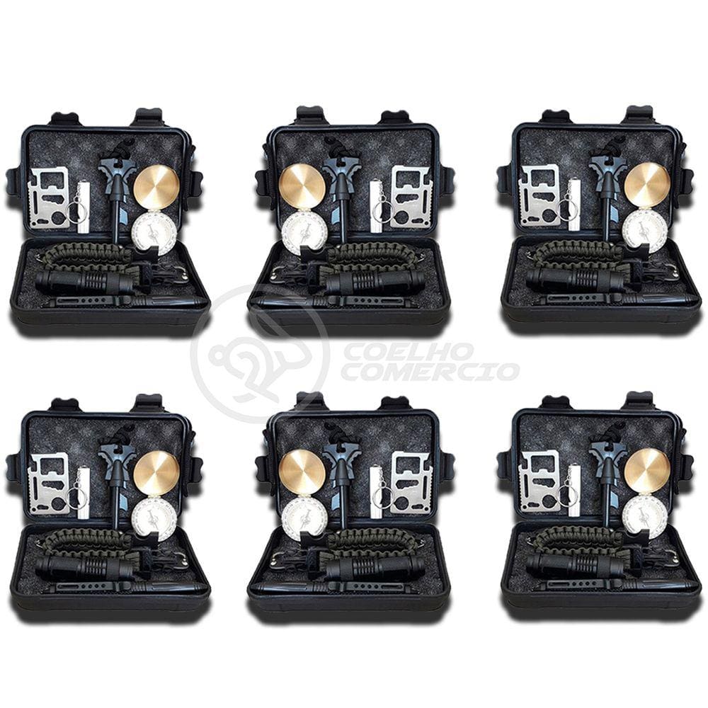 Kit 6 Maletas de Ferramentas de Sobrevivência Kit Emergência Brillante Torcia LED TZ-1 para Acampar