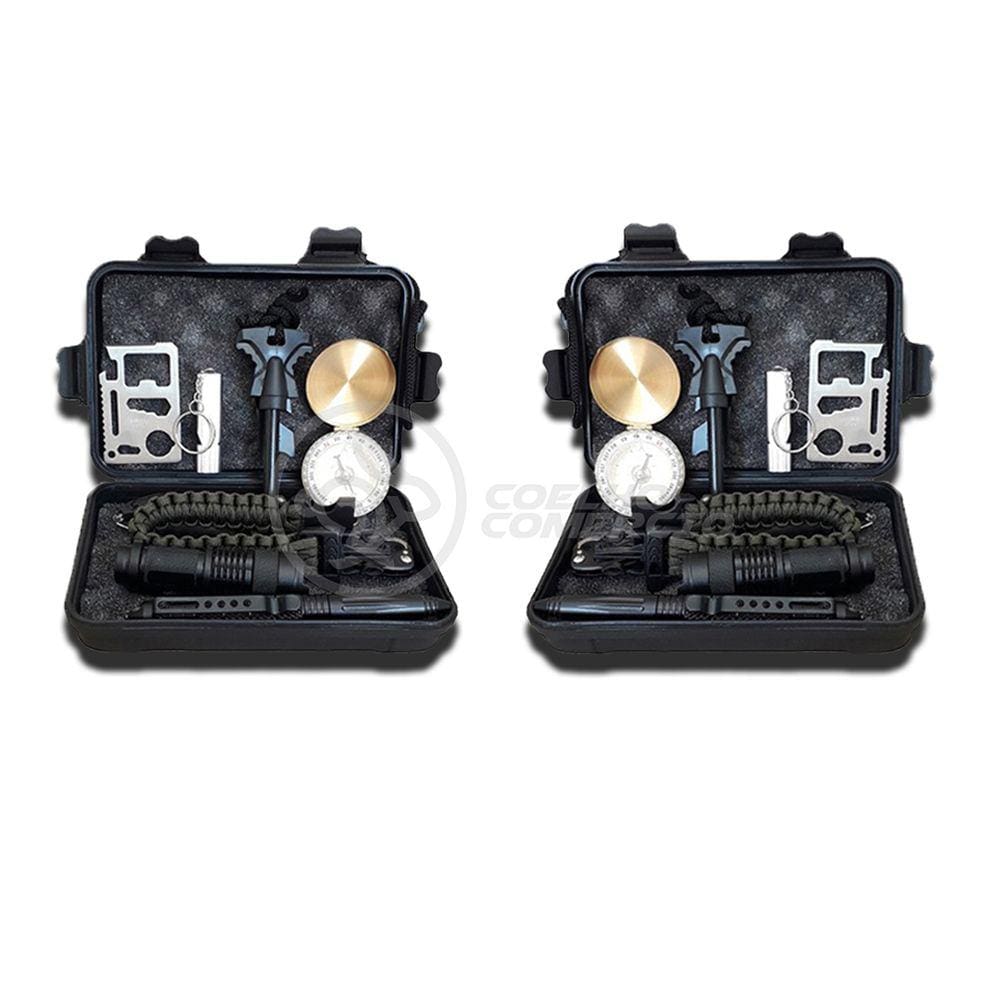 Kit 2 Maletas de Ferramentas de Sobrevivência Kit Emergência Brillante Torcia LED TZ-1 para Acampar