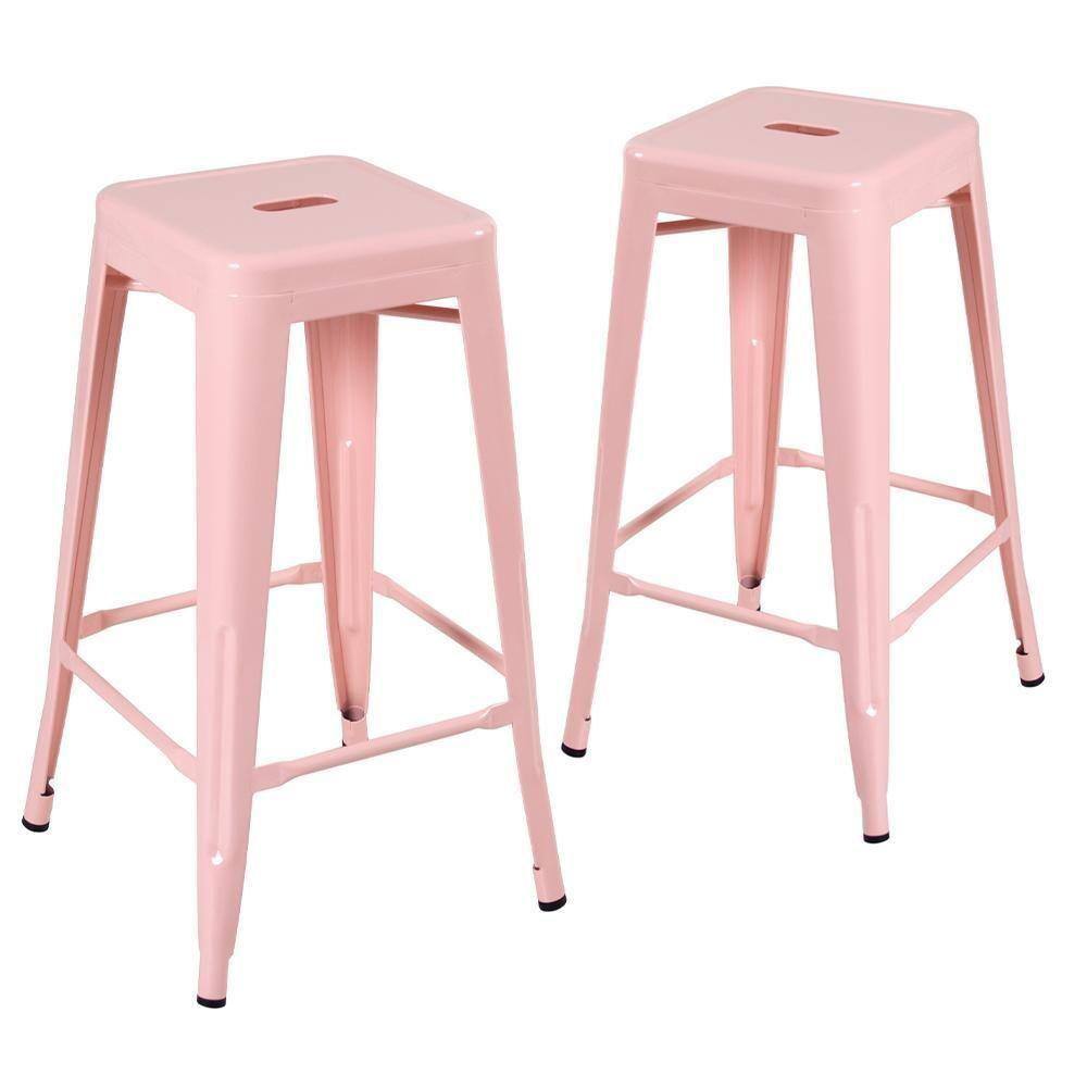 Kit 2 Banquetas Altas 76 Cm Rosa Antigo