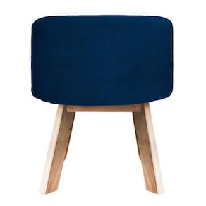 Puff Banqueta Redonda Retrô Suede - Azul Marinho