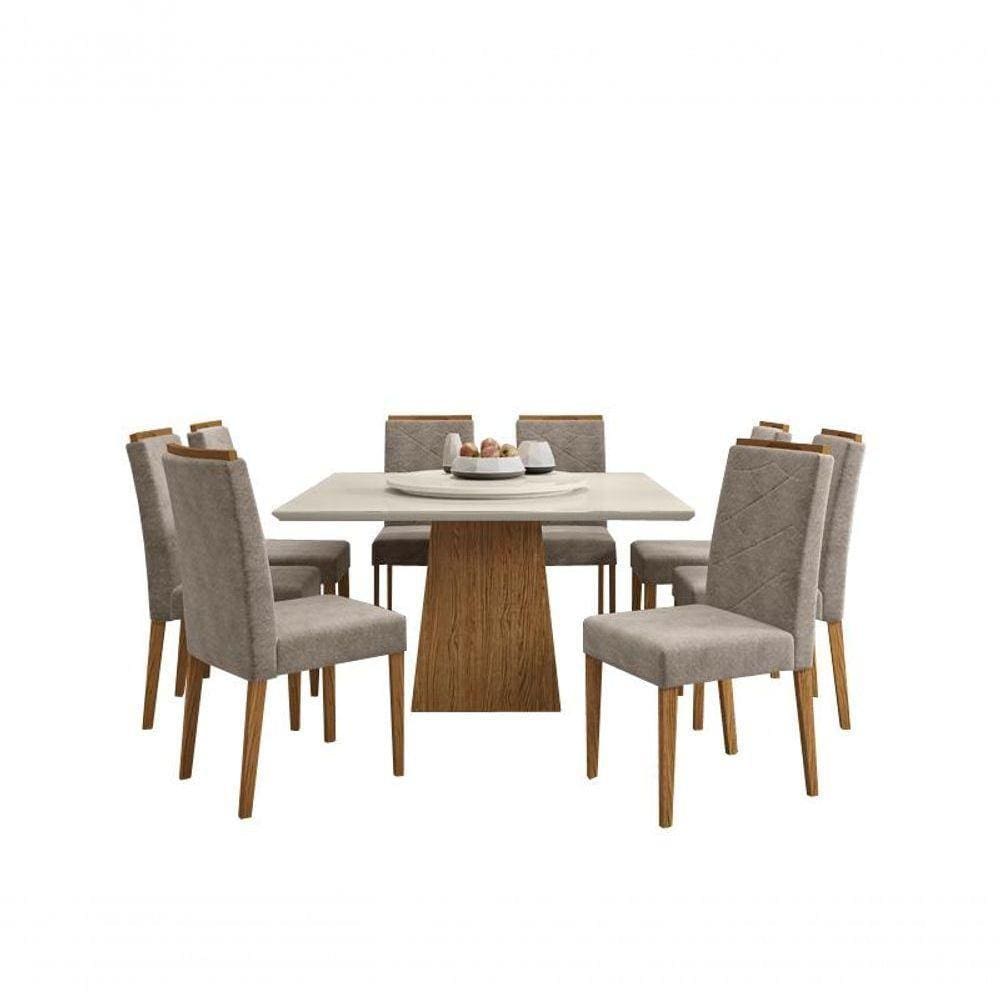 Kit Sala De Jantar 1,35M 8 Cad Ype/Off White/Animalle Marfim