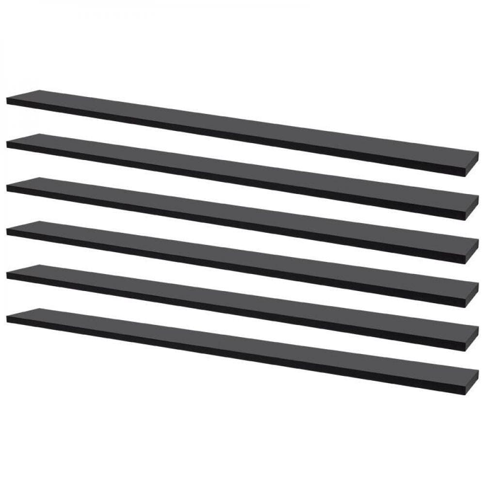 Kit 6 Prateleiras 100 X 15cm Preta Suporte Invisível