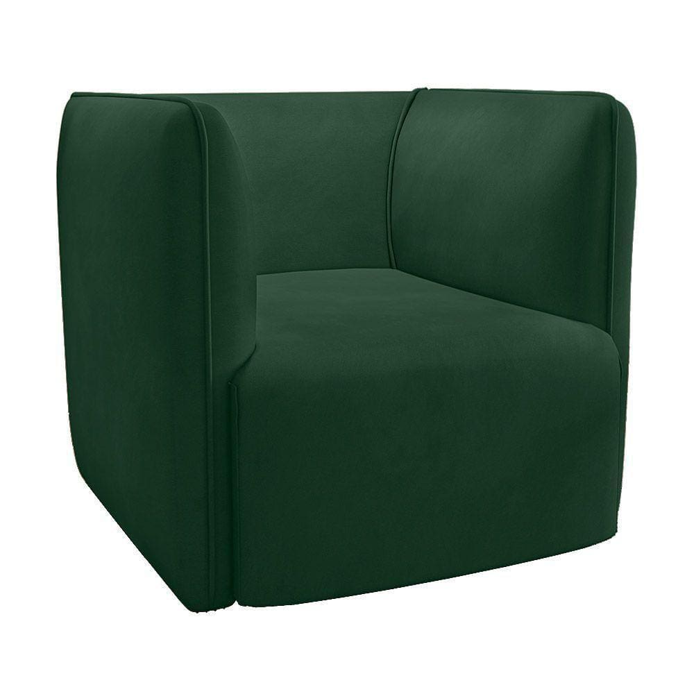 Poltrona Laguna Veludo Verde Militar Pés Plástico Preto